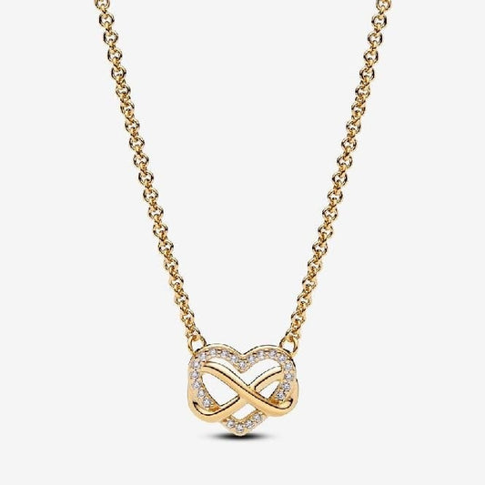 Gold Sparkling Infinity Heart Collier Necklace, 50cm