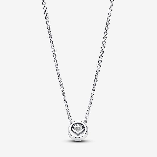 Sparkling Round Halo Pendant Collier Necklace, 45cm