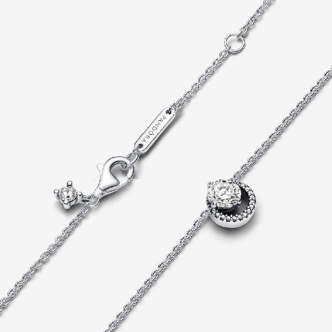 Sparkling Round Halo Pendant Collier Necklace, 45cm
