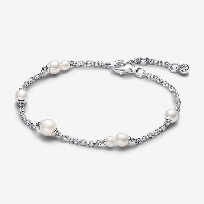 Treated Freshwater Cultured Pearl Station Chain Bracelet, 18cm