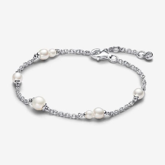 Treated Freshwater Cultured Pearl Station Chain Bracelet, 18cm