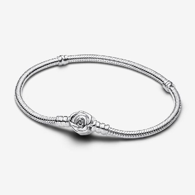 Moments Rose in Bloom Clasp Snake Chain Bracelet, 18cm