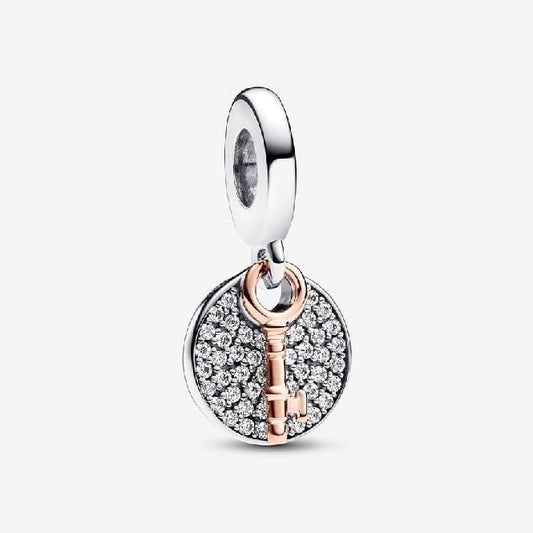 Two-Tone Key to Happiness Double Dangle Charms