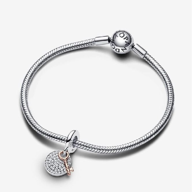Two-Tone Key to Happiness Double Dangle Charms