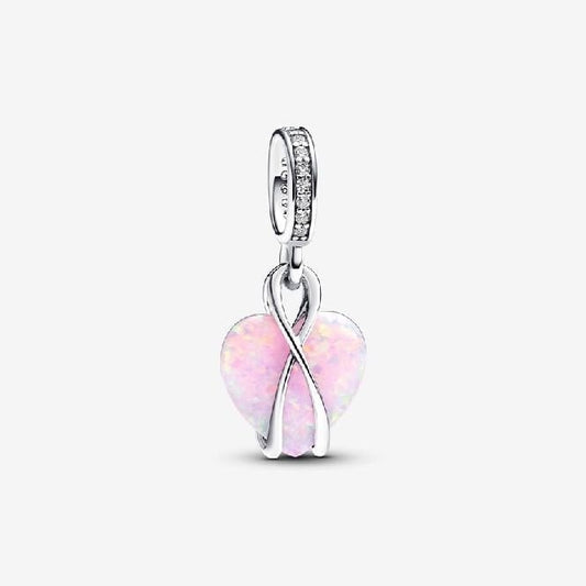 Mum Opalescent Heart Dangle Charms