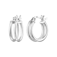 Double Silver Clip Hoop Earrings, 10mm Extra Small