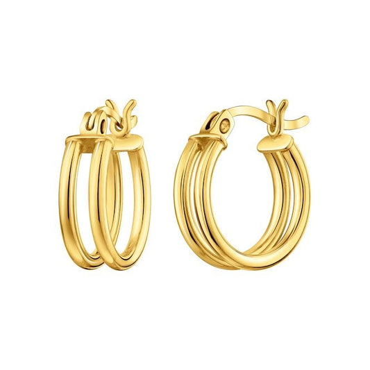 Double Gold Clip Hoop Earrings, 10mm Extra Small