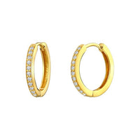 CZ Gold Huggie Earrings, 17mm Small