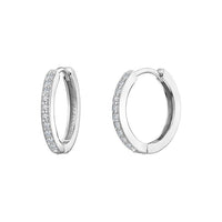 CZ Silver Huggie Earrings, 17mm Small