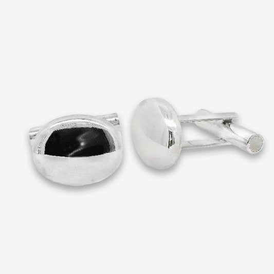 Silver Rounded Oval Cufflinks