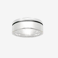 Oxidised Silver Blackened Band Ring, Size 61