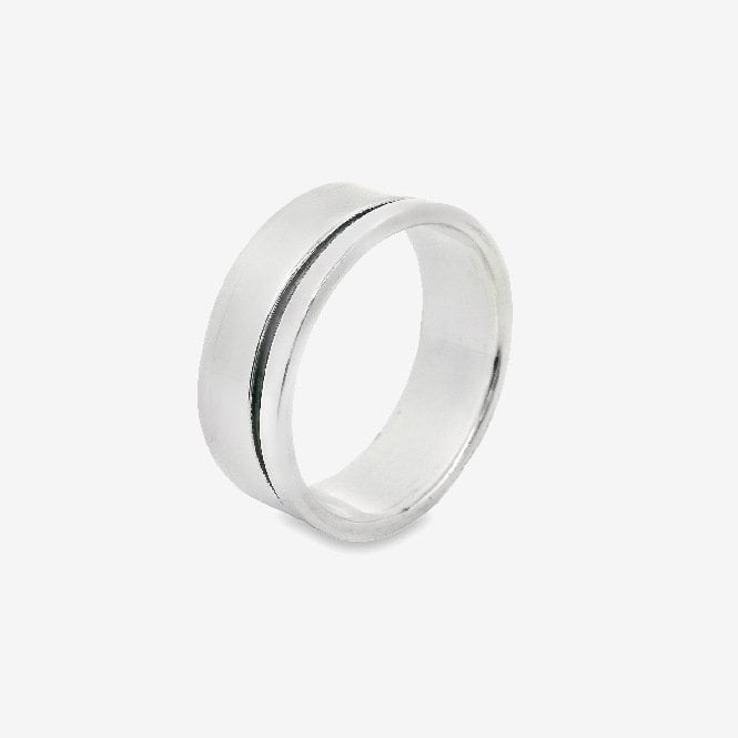 Oxidised Silver Blackened Band Ring, Size 61
