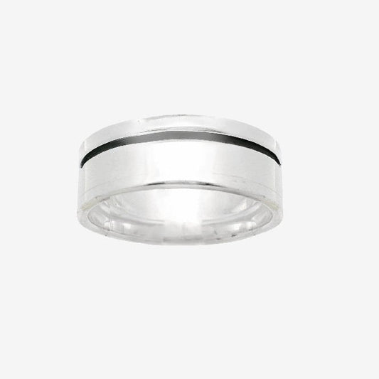 Oxidised Silver Blackened Band Ring, Size 59