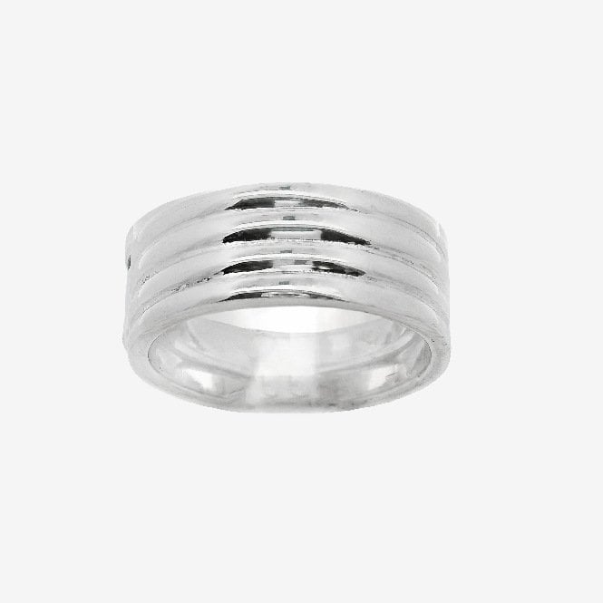 Silver Rounded Ridged Band Ring, Size 67.5
