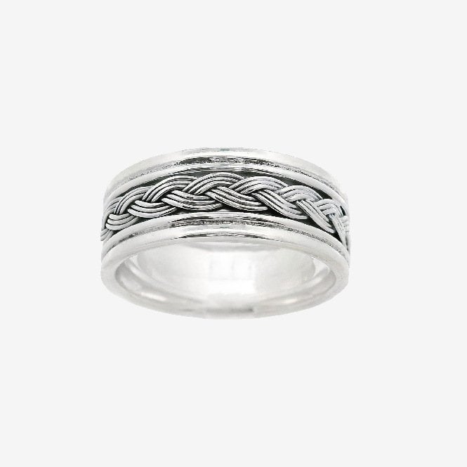 Oxidised Silver Blackened Weave Ring, Size 61