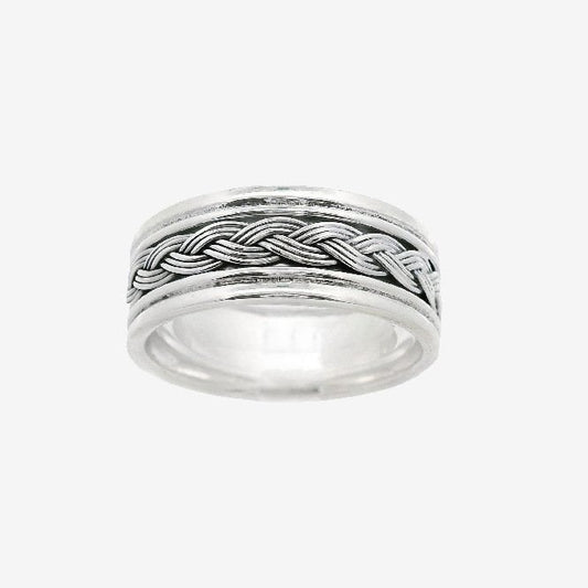 Oxidised Silver Blackened Weave Ring, Size 61