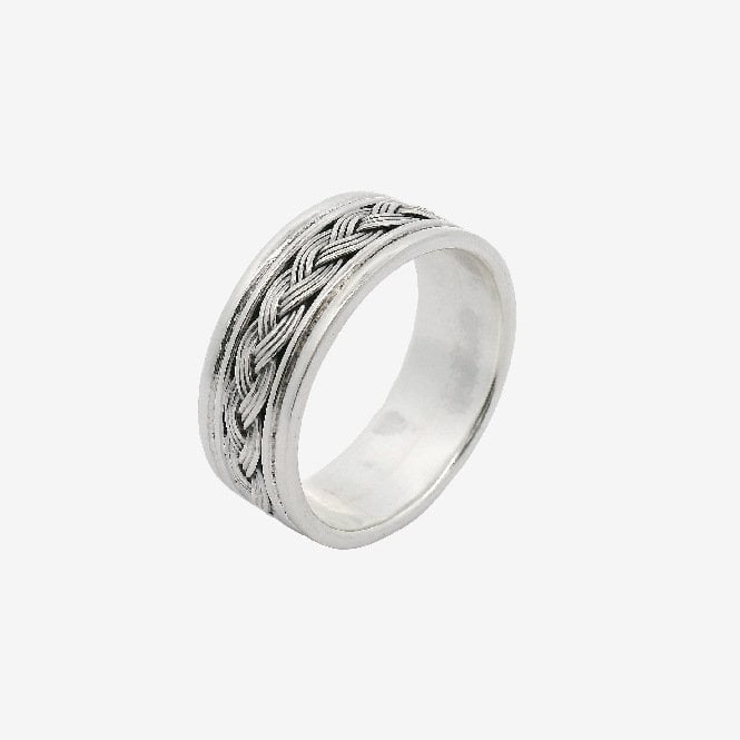 Oxidised Silver Blackened Weave Ring, Size 61