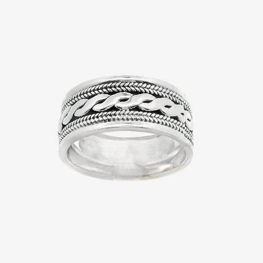 Oxidised Silver Ornate Ring, Size 57.5
