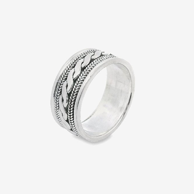 Oxidised Silver Ornate Ring, Size 57.5