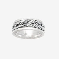 Oxidised Silver Blackened Plaited Ring, Size 69