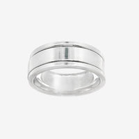 Oxidised Silver Double Blackened Striped Ring, Size 69