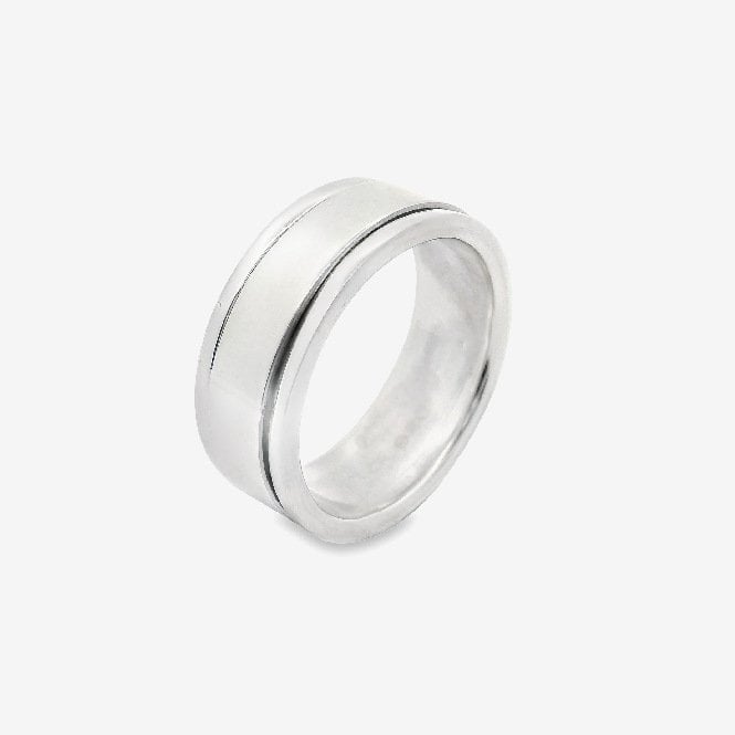 Oxidised Silver Double Blackened Striped Ring, Size 59