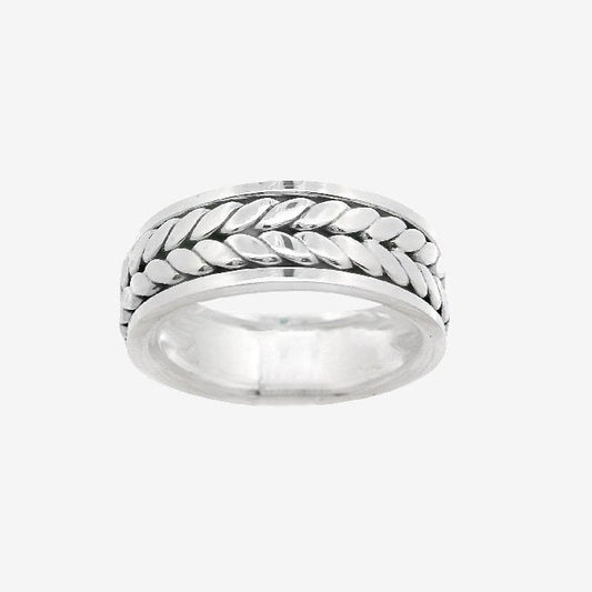Oxidised Silver Wheat Grain Ring, Size 61