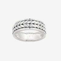 Oxidised Silver Wheat Grain Ring, Size 69