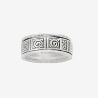 Oxidised Silver Blackened Swirls Ring, Size 69