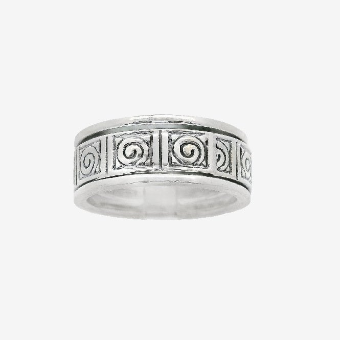 Oxidised Silver Blackened Swirls Ring, Size 57.5