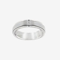 Oxidised Silver Blackened Stripe Ridged Band Ring, Size 61