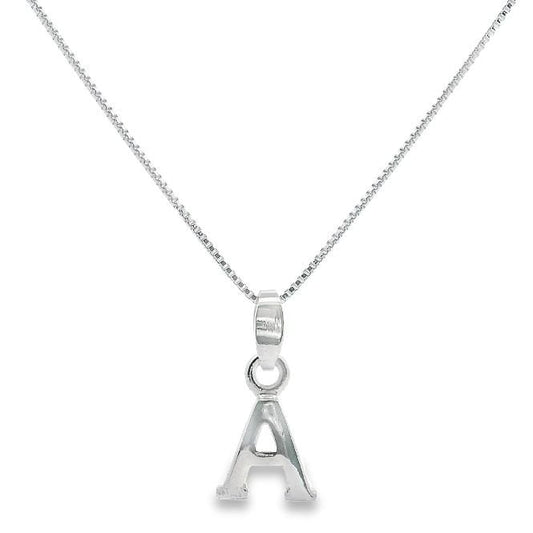 Letter A Silver Initial Pendant Necklace, 40-45cm