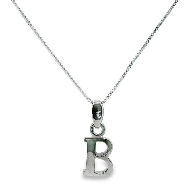 Letter B Silver Initial Pendant Necklace, 40-45cm