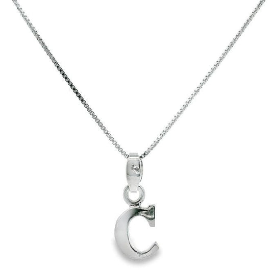 Letter C Silver Initial Pendant Necklace, 40-45cm
