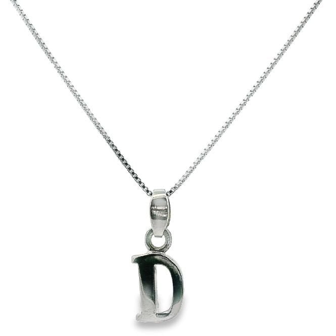 Letter D Silver Initial Pendant Necklace, 40-45cm