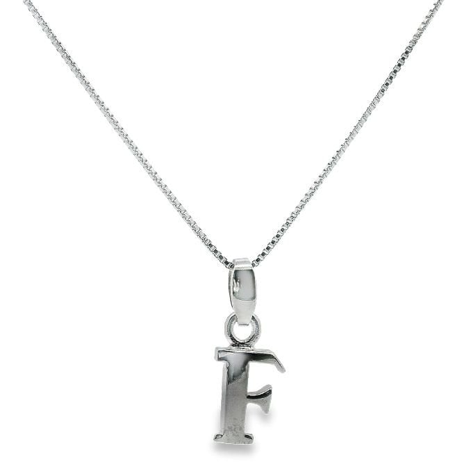 Letter F Silver Initial Pendant Necklace, 40-45cm