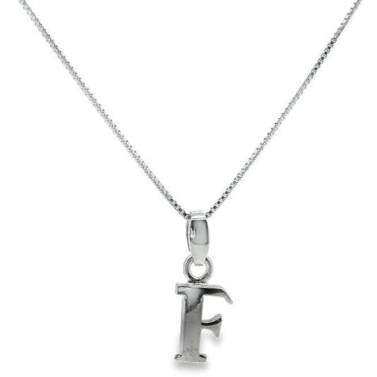 Letter F Silver Initial Pendant Necklace, 40-45cm