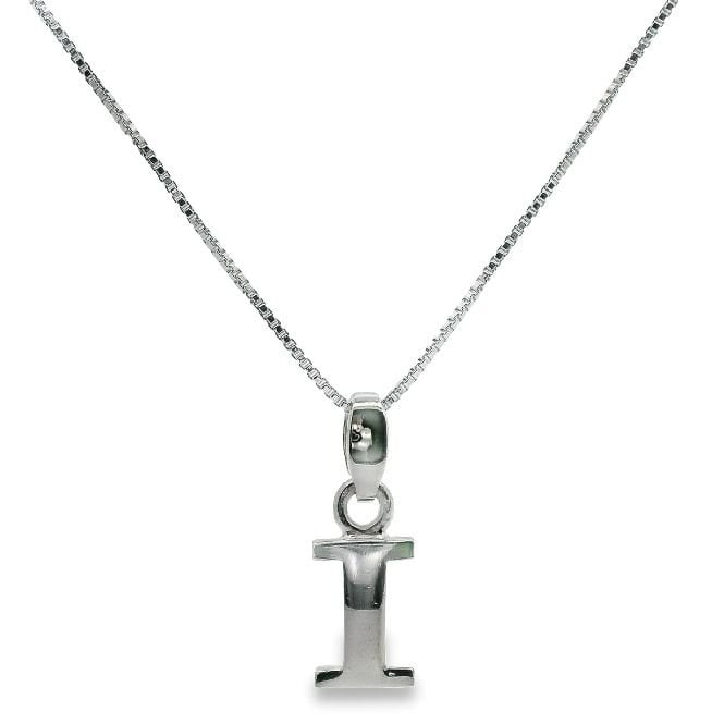 Letter I Silver Initial Pendant Necklace, 40-45cm