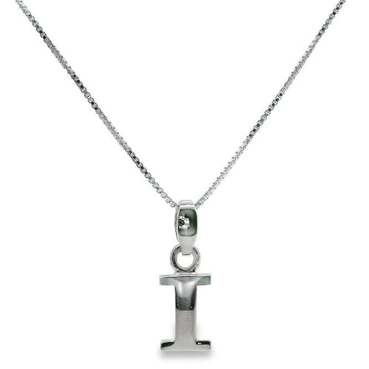 Letter I Silver Initial Pendant Necklace, 40-45cm