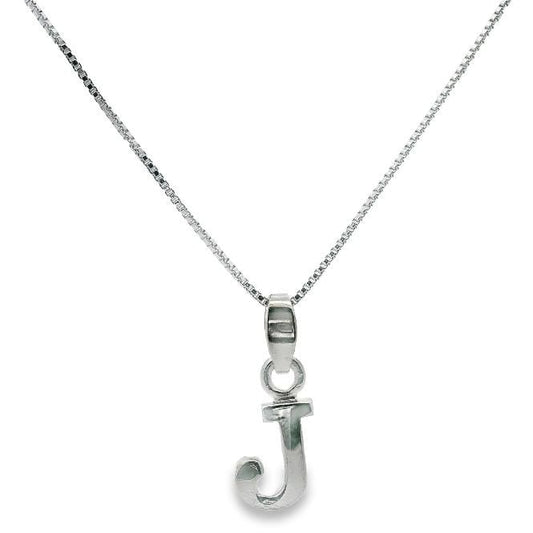 Letter J Silver Initial Pendant Necklace, 40-45cm