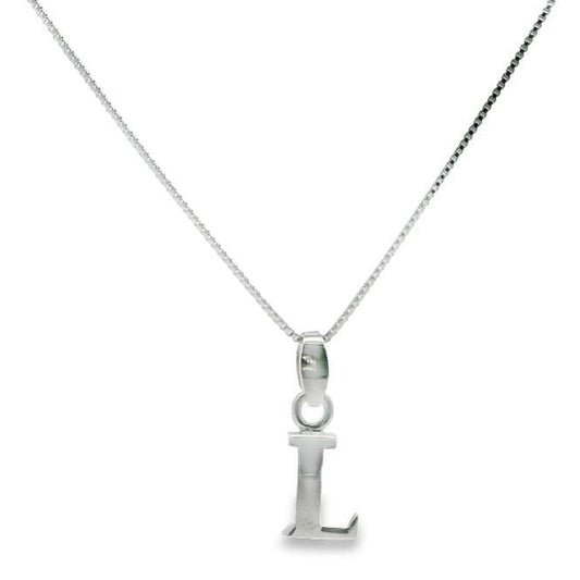 Letter L Silver Initial Pendant Necklace, 40-45cm