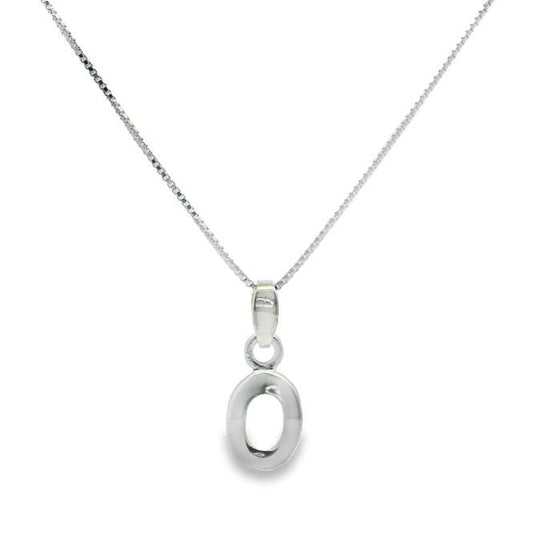 Letter O Silver Initial Pendant Necklace, 40-45cm
