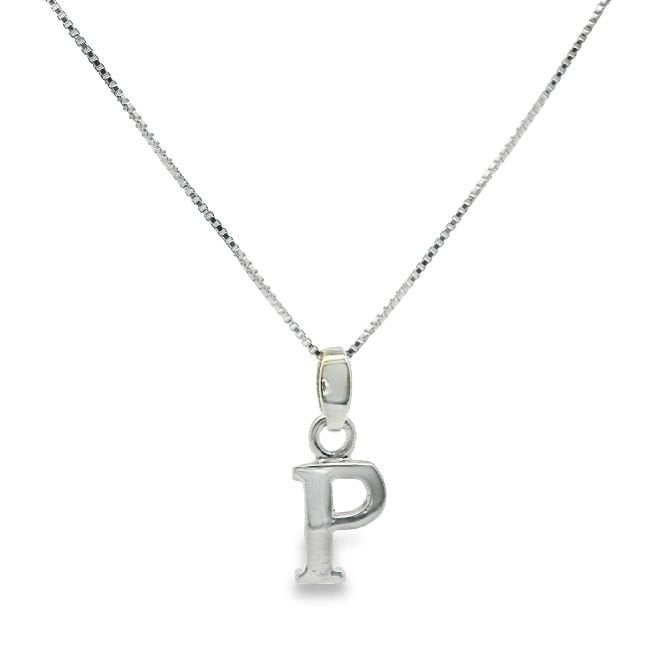Letter P Silver Initial Pendant Necklace, 40-45cm