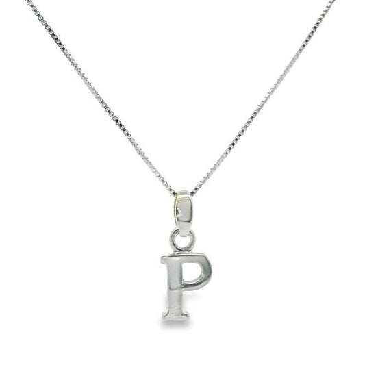 Letter P Silver Initial Pendant Necklace, 40-45cm