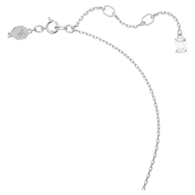 Matrix Pendant Necklace with Mixed-Cut White Crystal Hearts in Rhodium Silver