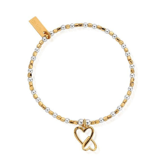 Mixed Metal Mini Cube Interlocking Love Heart Bracelet