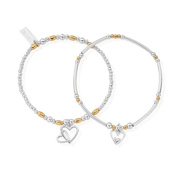 Mixed Metal Double Devotion Bracelet Set Of 2