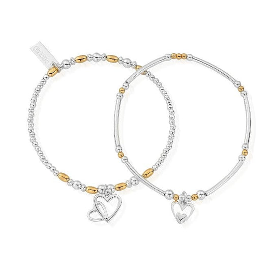 Mixed Metal Double Devotion Bracelet Set Of 2