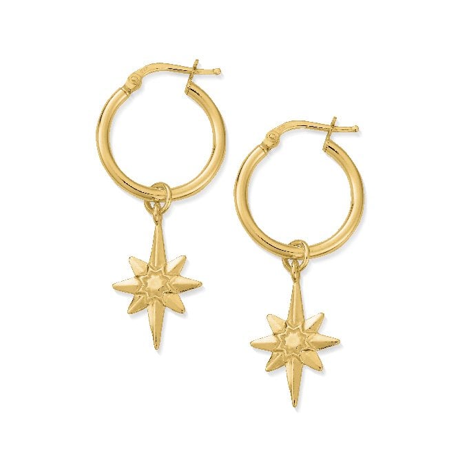 Gold Lucky Star Hoop Earrings