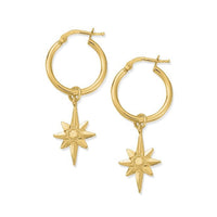 Gold Lucky Star Hoop Earrings
